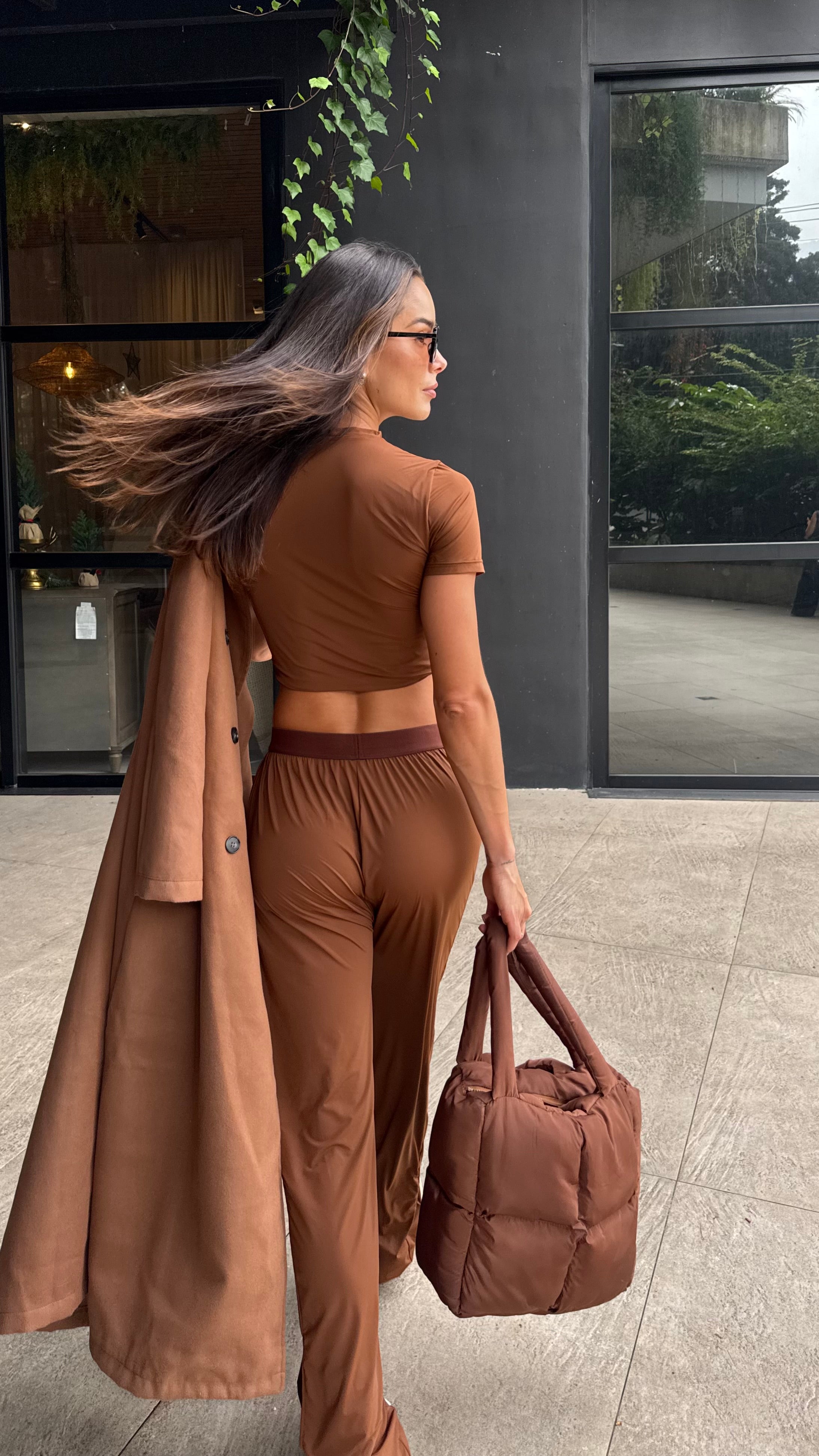 Set casual Crop top pant largos Iconic