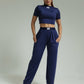 Set casual top manga corta pant largo Iconic Navy