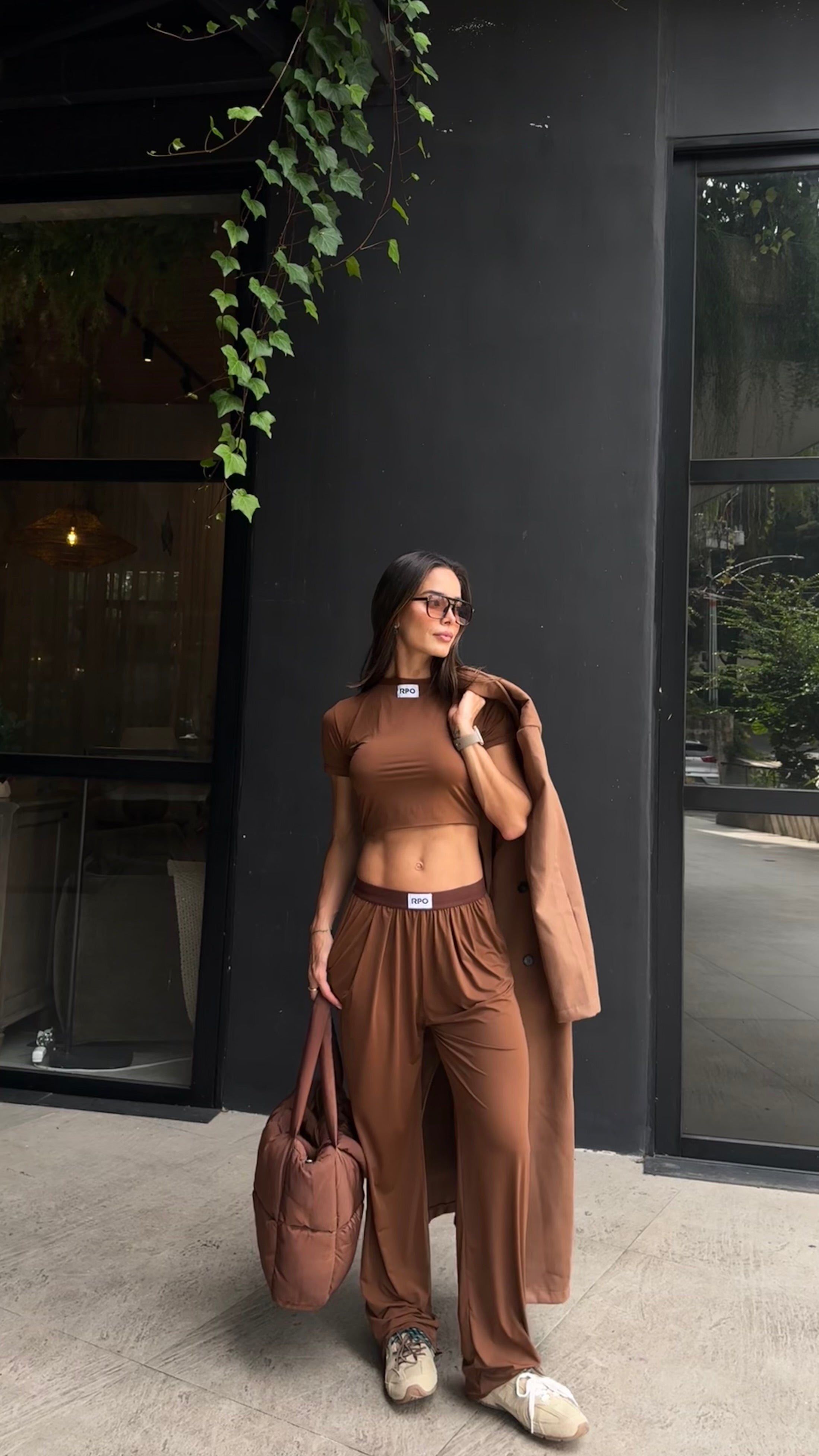 Set casual Crop top pant largos Iconic