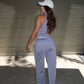Set gris top cuello alto pant largo Iconic