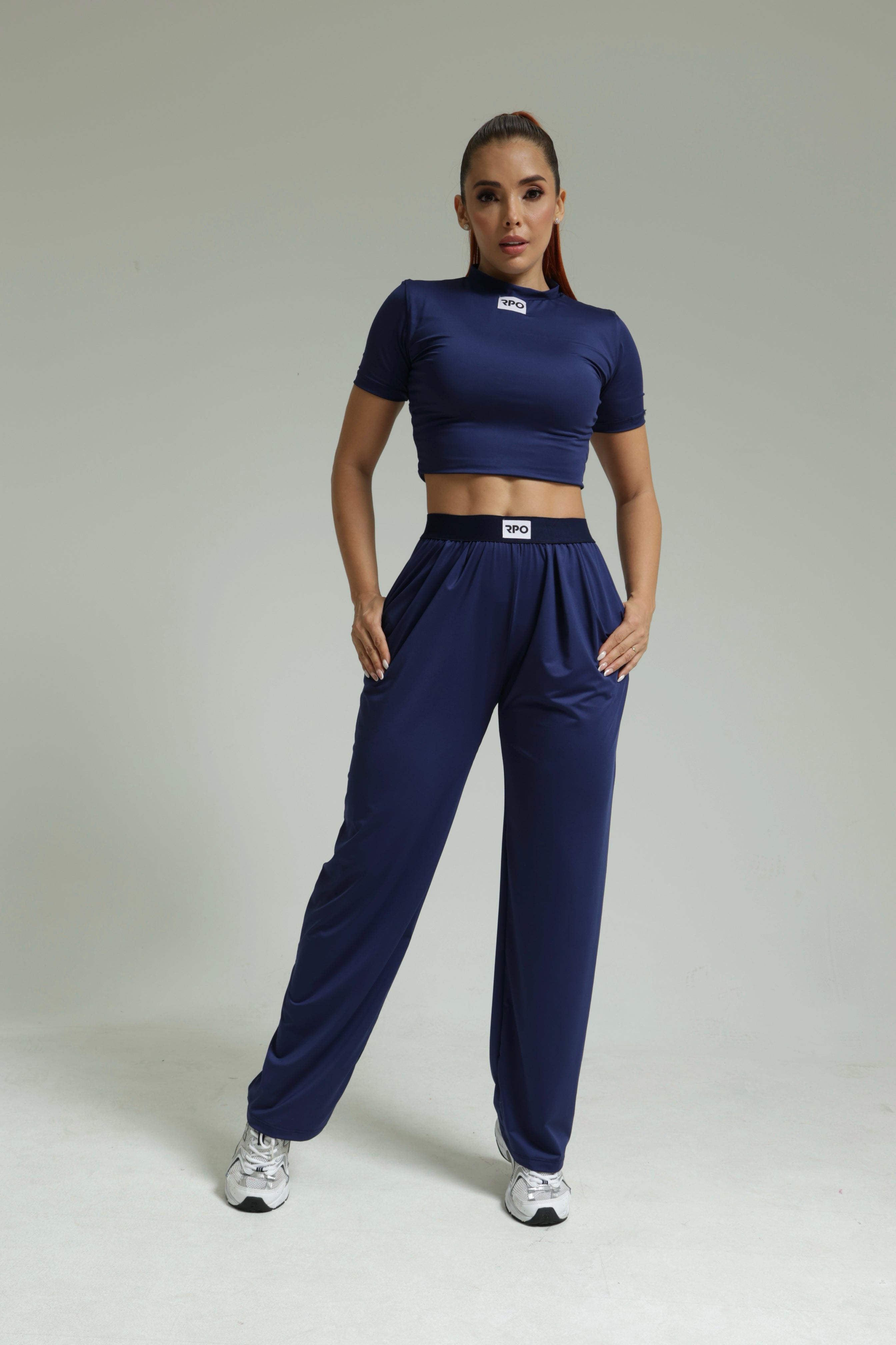 Set casual Crop top pant largos Iconic